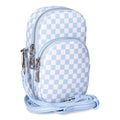 No Boundaries Women's Rounded Phone Crossbody Bag, Freshwater Blue Check