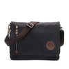 Canvas Messenger Bag 13. 5" Laptop Bag for Men Women for School Work Travel - Black