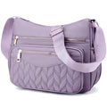 Crossbody Shoulder Bag Trendy Multi Pocket Nylon Handbag Purses Large Capacity Messeger Bag for Women, Purple