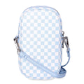 No Boundaries Women's Rounded Phone Crossbody Bag, Freshwater Blue Check